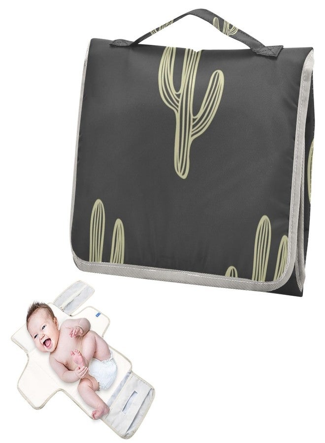 WELLDAY Black Cactus Portable Diaper Changing Pad - Waterproof Foldable Baby Diaper Changing Pad with Built-in Pillow, Travel Diaper Changing Mat for Newborn Baby - Image 2